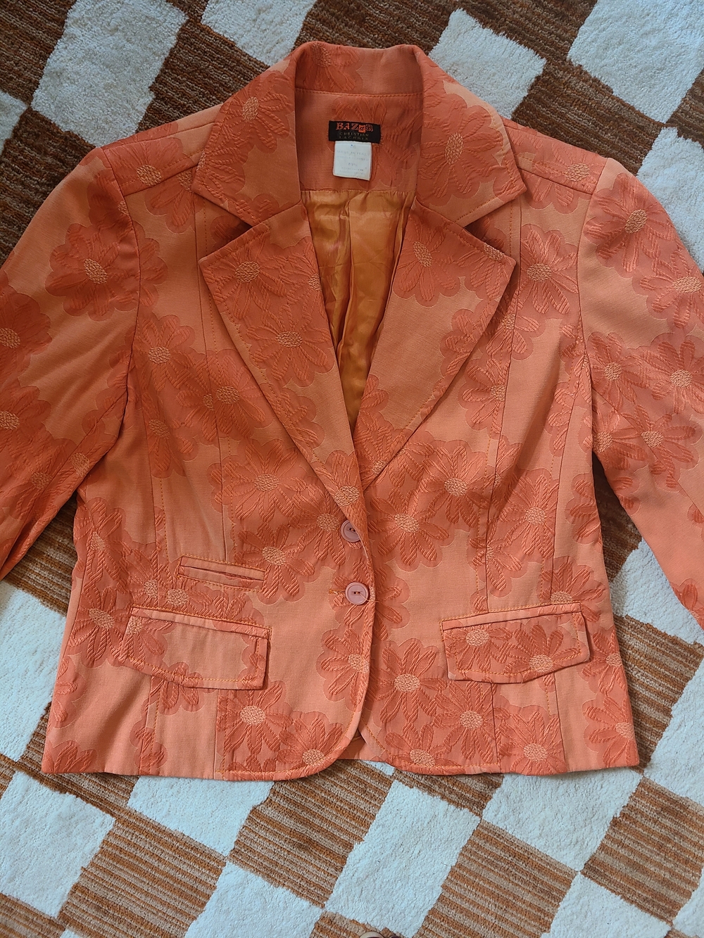1990s Christian Lacroix Orange Floral Embroidered Blazer